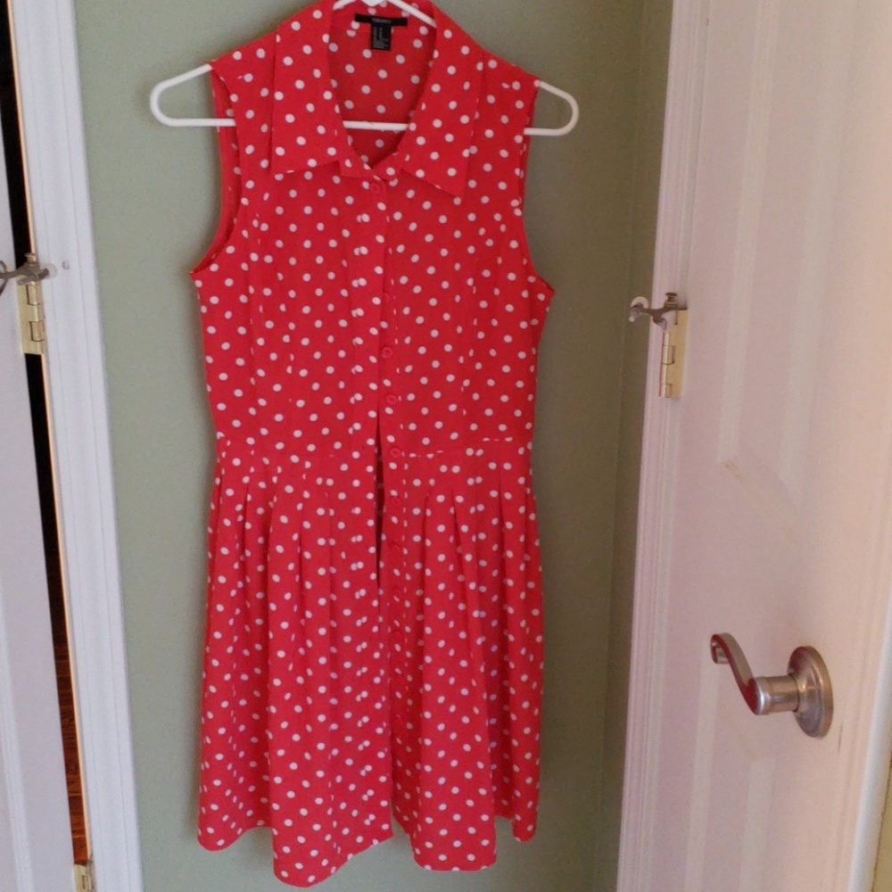 Forever 21 red with white polka dots dress